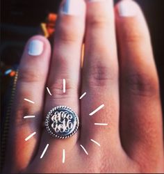 Monogrammed Sterling Silver Nala Ring from > Marleylilly.com < Sterling Silver Name Necklace, Silver Jewellery Indian, Monogram Necklace, Rope Design, Jewelry Outfit, Name Necklace, Class Ring, I Want, Sterling Silver Rings