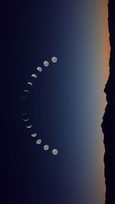 several phases of the moon are shown in this image from earth's orbit view