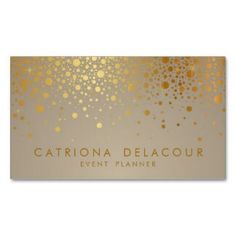 a business card with gold confetti on it