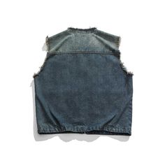 This blue denim Retro Cowboy vest offers the classic look you love with all the modern features you want. A unique twist on a classic style, it features a timeless collar and a front zip closure with detailed stitching throughout. The antique rag fringe at the collar and sleeves adds the perfect classic detail. Plus, this vest also includes two side seam patch pockets for storage. Made from machine-washable materials, you can enjoy this vintage look for years to come. Material Retro Classic Red Denim Blue Denim Vest Outerwear, Denim Blue Washed Sleeveless Vest, Denim Blue Sleeveless Washed Vest, Washed Denim Blue Cotton Vest, Trendy Washed Denim Blue Vest, Dark Wash Denim Vest Jacket, Washed Denim Sleeveless Vest, Blue Washed Sleeveless Vest, Sleeveless Denim Vest With Pockets For Streetwear