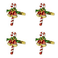 four christmas decorations with candy canes on them