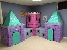 some kind of castle made to look like it is in the middle of a room