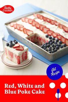 poke cake, poke cake recipes, easy desserts, 4th of July food, 4th of July party, 4th of july desserts, patriotic food, patriotic desserts, memorial day desserts, red white and blue desserts Fourth Of July Cakes, 4th Of July Cake, Blue Desserts, Poke Cake Recipes, Poke Cakes, Oreo Dessert, Poke Cake