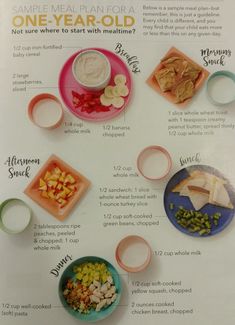 the meal plan for one - year - old is shown here