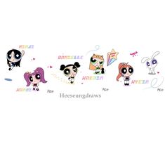 the powerpuff girls wallpapers are all lined up in different colors and sizes