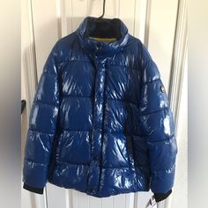 Questions? Leave A Comment Below! Michael Kors Winter Outerwear With Pockets, Blue Weatherproof Outerwear For Fall, Weatherproof Blue Outerwear For Fall, Travel Blazer, Black Winter Jacket, Brown Puffer, Mens Puffer Jacket, Hooded Faux, Quilted Puffer Jacket