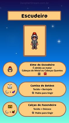 an image of a game screen with the words escudero in spanish and english