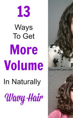 13 methods to help get more volume with naturally wavy hair. Tips and tricks to get more voluminous wavy hair. Curly Hair Tutorial, Curly Hair Routine, Long Wavy Hair, Volume Hair