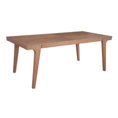 a wooden table with two legs and a square shaped design on the top, against a white background