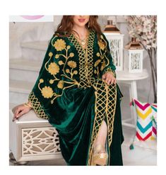 SALE Moroccan Dubai Kaftans Farasha Abaya Dress Very Fancy Long Velvet Dresses 4 | eBay Velvet Abaya, Farasha Abaya, Dresses In Dubai, Long Velvet Dress, Kaftan Gown, Velvet Dresses, Islamic Dress, Moroccan Dress, Fancy Wedding