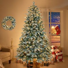 a decorated christmas tree in a living room