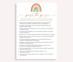 a rainbow poem with the words, press the prize on it and an image of a rainbow