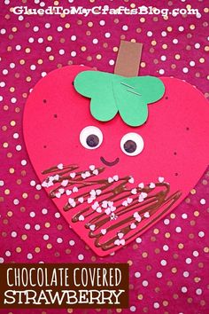 chocolate covered strawberry craft for valentine's day with text overlay that reads, chocolate covered strawberries