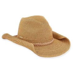 Metallic Braid Cowboy Hat with Suede Band  - Sun 'N' Sand Hats Brown Cowboy Hat, Safari Hat, Straw Cowboy Hat, Cowboy Hat, Metallic Thread, Mad Hatter, Color Stripes, Upf 50, Ultra Violet