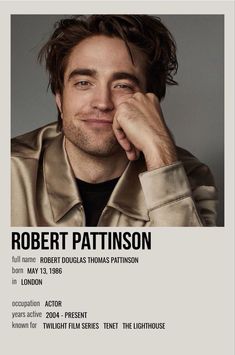 robert pattiinson is shown in this promotional poster for the film, robert pattiinson