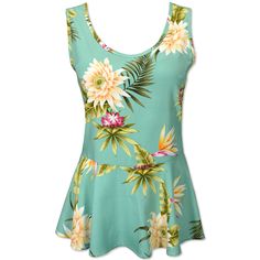 mountain hawaiian peplum top Flower Print Top, Printed Peplum Top, Peplum Tops, Luau Party