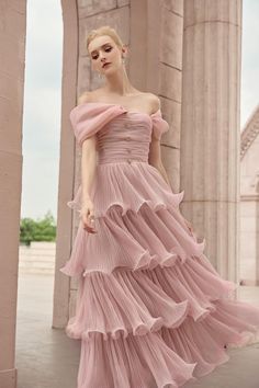 Rosabella Layered Off-Shoulder Tulle Floor Length Dress - MEAN BLVD Feather Gown, Hollywood Dress, Mean Blvd, Bts Inspired Outfits, Diamond Dress, Mid Calf Dresses, Midi Dress Style, Floor Length Dress, Grad Dresses