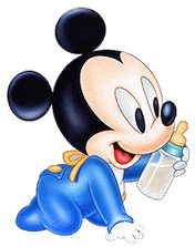 a cartoon mickey mouse with a bottle in his hand