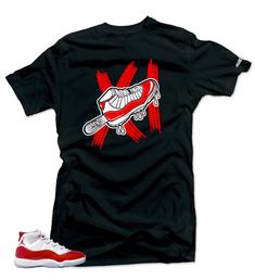 Shirt To Match Jordan 11 Cherry Varsity Red - Ice Cream Air Sneaker Tees | eBay Jordan 11 Cherry, Cherry Shirt, Jordan 4 Red, Sneaker Match Tees, Sneaker Tee, Matching Jordans, Dope Art, Jordan 11, Perfect Shirt