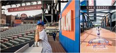 a young boy is standing in the dugout at a baseball game and posing for a photo