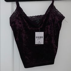 Nwt Purple Velvet And Lace Crop Top. So Pretty! College Room, Diy Fashion Clothing, Purple Top, Purple Velvet, Lace Crop Tops, Forever 21 Tops, Cropped Tank Top, Dark Purple, So Pretty