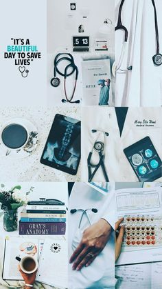 Student Wallpaper, Stethoscopes, Medical, Collage, Coffee, Books