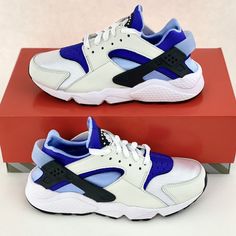 These Nike Air Huarache Sneakers Are Brand New! They Have Never Been Worn And Are In Perfect Condition. They Will Come In The Original Box. Style Code: Dh4439 100 It Will Be Shipped Out The Same Day It Is Ordered. Contact Me If You Have Any Questions Or Concerns And I Will Be Happy To Answer! We Offer Discounts On Bundles, So Be Sure To Check Out Our Store! :) Blue Sneakers With Vented Sides For Streetwear, Casual Blue Sneakers With Vented Sides, Blue Sporty Sneakers With Vented Sides, Sporty White Lace-up Huaraches, Casual Nike Huaraches, Casual Huaraches With Cushioned Footbed For Streetwear, White Lace-up Huaraches For Streetwear, Nike Sporty White Huaraches, Sporty White Nike Huaraches