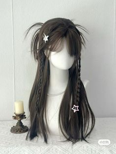 #kdrama #idolhairstyle #bangs #Korean #cute #hairstyle Pretty Victorian Hairstyles, Weird But Cute Hairstyles, Front Hair Tied Back, Cute Hair Styles Korean, Hair Inspo Birthday, Hair Ideas Unique, Hairstyle With Accessory, Curled Medium Hairstyles, Soft Hair Styles