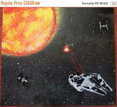 an image of a star wars scene painted on the ground with chalk pastel and colored pencils