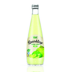 a bottle of sparkling lemonade on a white surface