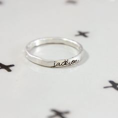 Fine Silver Name Ring Personalized Silver Name Ring, Personalized Cursive Rings, silver name rings, gift for her, gift for mom, Christmas gift for mom, grandma gift, mom rings, mom jewelry, personalized silver ring +THIS LISTING IS FOR ONE SILVER RING+ ORDERING -> Select any needed options from the dropdown menu ->Add to cart and continue to checkout ->Add your personalization (names, dates, etc.) in notes box during the checkout process DETAILS - We will use the same font as in the fir Name Rings Silver, Mom Rings, Stackable Name Rings, Nameplate Ring, Mom Jewelry Personalized, Mothers Day Rings, Mom Ring, Gift For Mom Christmas, Name Ring