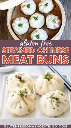 steamed chinese meat buns with text overlay