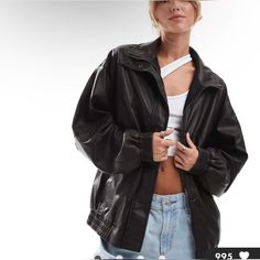 Oversized Collared Leather Jacket For Winter, Trendy Collared Leather Jacket For Streetwear, Trendy Oversized Leather Jacket With Pockets, Oversized Leather Jacket For Fall Streetwear, Oversized Collared Leather Jacket, Oversized Casual Leather Jacket For Winter, Oversized Collared Leather Jacket For Fall, Oversized Biker Jacket For Workwear In Fall, Oversized Biker Jacket For Fall Streetwear