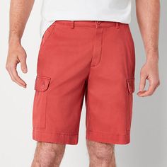 Deemed a Gotta-Have-It item for value you can count on every day! This pair of St. John's Bay men's cargo shorts is a worthy addition to your warm-weather wardrobe rotation. Made from comfortable stretch-cotton twill, this style has a regular-fit, multiple pockets to stow your essentials, and a button-zip fly. Wear it with your favorite t-shirt and boat shoes. Front Style: Flat FrontFeatures: Fly Front, Stretch Fabric, Comfort WaistbandClosure Type: Button, ZipperFit: Regular FitPockets: 2 Cargo Red Shorts With Side Pockets, Relaxed Fit Red Shorts With Pockets, Red Relaxed Fit Shorts With Pockets, Red Bottoms With Pockets And Short Inseam, Cargo Short, Cargo Shorts Men, Shorts Cargo, Cargo Shorts, Stretch Cotton