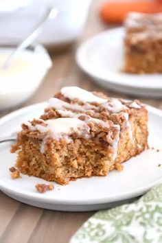 a slice of carrot cake on a plate