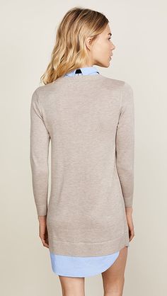 ENGLISH FACTORY Combo Shirtdress | SHOPBOP Classic Long Sleeve Sweater Dress For Fall, Knit Stretch Sweater Dress For Layering, Fitted Beige Sweater Dress For Work, Crew Neck Sweater Dress For Layering, Classic Sweater Dress For Work, Classic Sweater Dress For Work In Fall, Classic Fall Sweater Dress For Work, Beige Knit Sweater Dress For Work, Knit Sweater Dress For Workwear