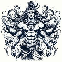 the hindu god is depicted in this black and white drawing