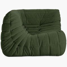 the bean bag chair is made from green fabric