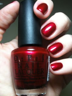 Christmas Nail Colors, Nail Polish Colours, Opi Polish, Manicure Gel, Red Nail Polish, Nail Polish Ideas, Finger Nails