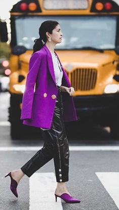 Entire look Led Clothing, Emmanuelle Alt, Anna Dello Russo, Violet Color, Street Style Chic