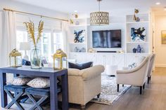 a living room filled with furniture and a flat screen tv