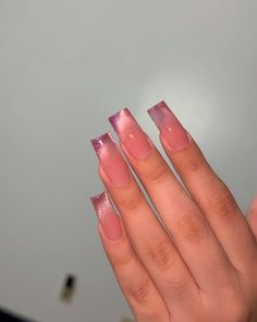 Cat Eye Nails Square, Square Cat Eye Nails, Nails Cat Eye, Henna Nails, Pink Ombre Nails, Eye Nails, Nails Square