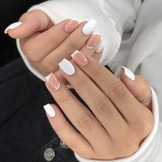 White Nail Ideas, White Short Nails, White Gel Nails, White Tip Nails, Casual Nails, White Nail Designs, White Nail, Neutral Nails