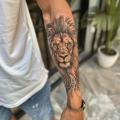 Innovative Forearm Tattoos Tattoo Files Detroit Lions Tattoo, Lion Tattoo Design Forearm, Full Forearm Tattoo Men, Lion Forearm Tattoo For Men, Ram Tattoo For Men, Lion Tattoo Shoulder, Italian Tattoos For Men, Def Leppard Tattoo, Realism Sleeve Tattoo