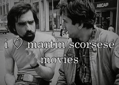 two men sitting next to each other with the words i love martin sorree movies