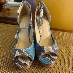 Nwot Ladies Opened Toe Wedges Heeled Shoes New, Never Worn Shoes Heels Wedges, Shoes Color, Womens Shoes Wedges, Heel Shoes, Wedge Heels, Open Toe, Shoes Heels, Color Blue, Wedges