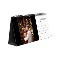 a calendar with an image of a couple on it