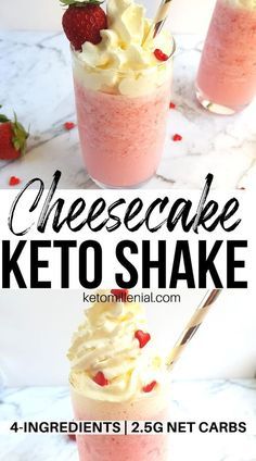 two glasses filled with cheesecake keto shake