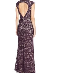 Betsy & Adam Women's Gorgeous Bold Illusion V-Neckline Crowns This Lovely Lace Gown Tailored With Sweet Cap Sleeves And A Flattering Trumpet Silhouette. In Back, A Large Cutout Offers A Sassy Finish. Trumpet Silhouette, Evening Formal, Lace Gown, Cap Sleeves, Size 4, Womens Dresses, Lace, Purple, Women Shopping