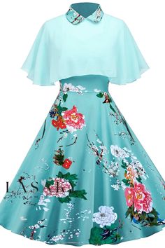 Lasaky - Exquisite Halter Neck Two-Piece Chiffon Dress Set with a Touch of Vintage Charm Green Printed Chiffon Dress, Chiffon Cape, Dress With Shawl, Black Slip Dress, Camisole Dress, Elegant Dresses For Women, Elegant Party, Dress Set, Party Dresses For Women